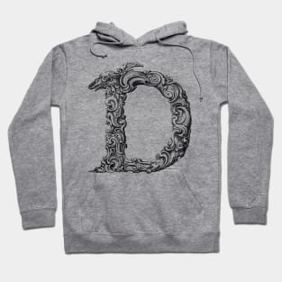 Vintage Initial Letter Lettering Alphabet D Hoodie